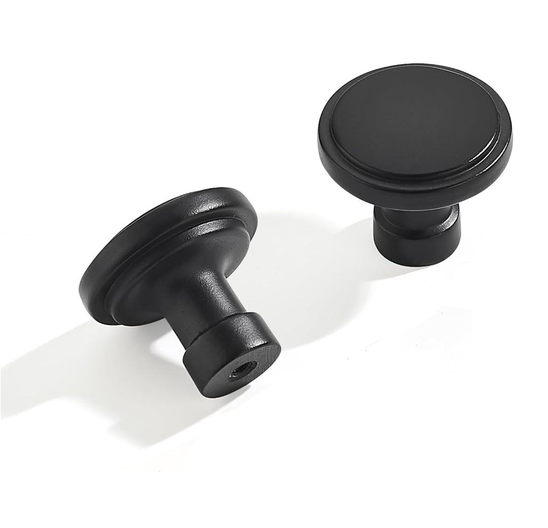 khtumeware 10 Pack Large Knob Black Cabinet Knobs Solid Heavy Duty Knobs Drawers Bi-Fold Door Knob Cabinet Hardware for Kitchens Bathroom