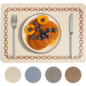 Placemats Set of 6, Heat Resistant & Waterproof Table Mats for Dining, Non Slip Scratch Proof Place Mats for Kitchen, Easy to Clean - Outdoor,Indoor Use17x12 Inch
