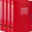HUA JIE A4 Storage File Boxes Plastic Archives Cases with Lid, File Folder Organizer Document Filing Box for office, Letter Size Paper,31424 cm, Red (Pack of 4)