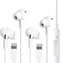 2 Packs Wired Earphones/Headphones for iPhone with Built-in Microphone and Volume Control, Earbuds Compatible with iPhone 14/13/12/11/XR/XS/X/8/7/SE/Pro/Pro Max, Support All iOS System,