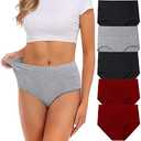 Womens Underwear,Cotton Mid Waist No Muffin Top Full Coverage Brief Ladies Panties Lingerie Undergarments for Women Multipack M