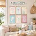 BSXQCHZD 6Pcs Pink Blue Beach Preppy Wall Art Coastal Granddaughter Aesthetic Picture Print Trendy Beach Poster Artwork for Bathroom Bedroom, Tropical Home Decoration 12x16 Inch Unframed