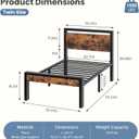 Sweetcrispy Twin 14 Inch Bed Frame with Wood Headboard, Rustic Brown