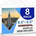 Acrylic Sign Holder 8.5 x 5.5 Horizontal, 8Pack Double-Sided Standup Table Top Clear Sign Holders, T Shape Plastic Acrylic Picture Frame Menu Flyer Paper Holder Display Stands for Office Store Wedding