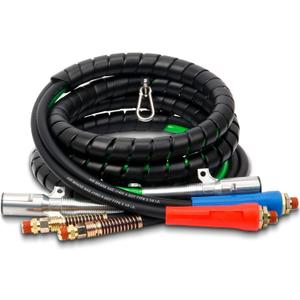 15ft 3 in 1 ABS & Power Air Hose Kit, Wrap 7 Way Electric Line Rubber Air Lines for Tractor Trailer Semi Truck