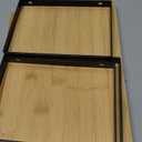 SUYU Kitchen Cabinet Organizer Shelf, Bamboo Spice Rack Set of 2, Space-Saving Countertop Organizer for Kitchen, Office, or Closet, Stackable and Nesting Shelves, Black and Natural SCW201H