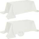 Fokitut 2 Pack Waterproof Rectangle Tablecloth, 90x156 Inch,Stain Resistant and Wrinkle Polyester Table Cloth, Fabric Table Cover for Kitchen Dining, Wedding, Party, Holiday Dinner-Ivory