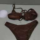 ZAFUL Women's Two Piece Swimsuit Textured U-Wired Metal Criss Cross String Bikini High Leg Bathing Suits. Large