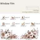 Fall Floral Window Clings Fall Sticker for Glass Window Door Home Office Decor, Autumn Mocha Rose Butterfly