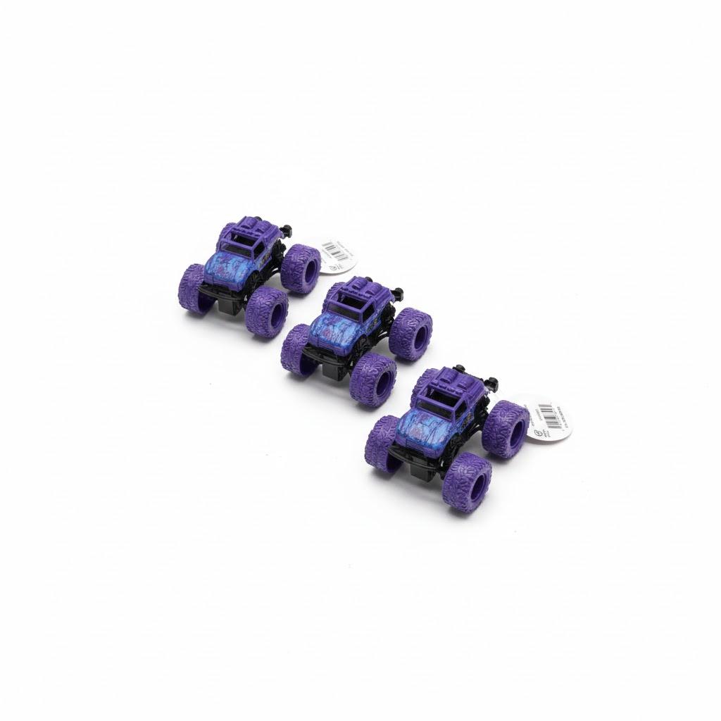"Fleet" Set of 3 Purple Monster Trucks