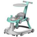 Baby Walker with Wheels, 7-in-1 Foldable Baby Walkers for Boys Girls 6-12 Months with Feeding Tray & Music, Lights,Rocker,Sun Canopy, Bouncing Pedal, Adjustable Wheel Speed, Push Walker(Green)