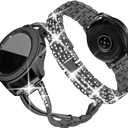 Supoix Compatible for Samsung Galaxy Watch 7/6/5/4 40mm 44mm/Galaxy Watch FE 2024/Galaxy 3 41mm/Galaxy Watch 42mm Band, 2 Pack 20mm Women Jewelry Bling Replacement Strap Compatible for Active 2 Watch Band (Black)