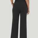 Wide Leg Work Pants for Woman Stretchy Office Slack Dress Pants Business Trousers with Pockets (Black, M)