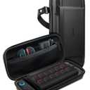 Spigen Rugged Armor Pro Carrying Pouch Case for Nintendo Switch 2 (2025), Protective Portable EVA Hard Shell, Pockets for Accessories, 6 Game Cartridges, Charger Storage Bag & AirTag Holder  Black