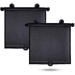 EcoNour Car Side Window Sun Shade (2 Pack) | Retractable Roller Sunshade for Kids | Baby Car Window Shades for UV and Sun Glare Protection | Baby Travel Accessories (15"x17")
