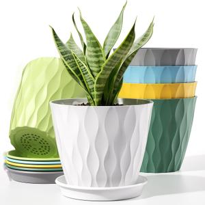 4 Inch Plant Pots with Drainage Holes, 6 Pack Plastic Indoor Flower Pots, Succulent Pots for Orchids, Violets, Succulents, Herbs, and Other Small Plant, 6 Colors