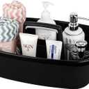 Large Cleaning Supplies Caddy Portable Shower Basket Supply Organizer with Handle Plastic Bucket Tool Storage for Bathroom, Bedroom, Kitchen, College Dorm, Garden, Black