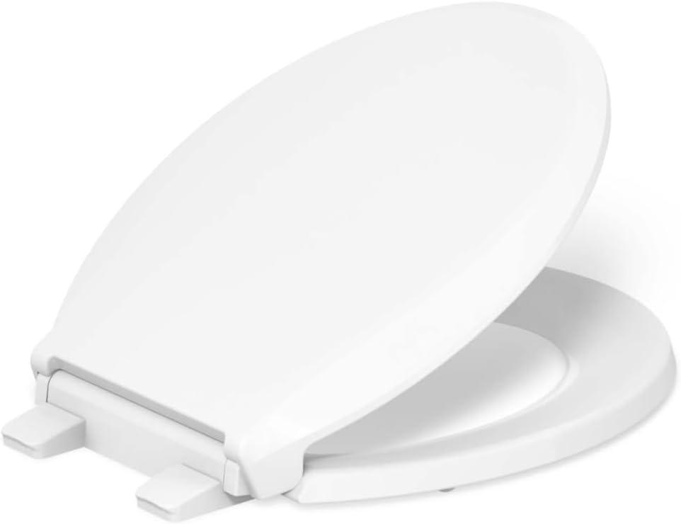 KOHLER 75758-RL-0 Cachet Nightlight ReadyLatch Round-Front Toilet Seat, Toilet Seat with Nightlight, Grip-Tight Bumpers, Quiet-Close Lid and Seat, White