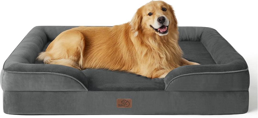 Bedsure Orthopedic XLPlus Dog Bed Extra Large Washable Original Design
48" Dog Couch Sofa Waterproof, Comfy Bolster Sides, Removable Cover, Nonslip Bottom, Pet Bed for Cats,Senior Dogs, Dark Grey