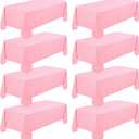 8 Pack Premium Pink Tablecloth 60 x 102 Inch, Rectangle Table Clothes for 6 Foot Rectangle Tables Washable Polyester Fabric Table Covers for Wedding Party Reception Banquet Buffet