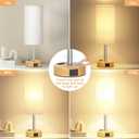 Bedside Table Lamp for Bedroom - Dimmable Touch, USB A+C, AC Outlet
3-Way Dimmable, LED Bulb Included, Fabric Lampshade, Wood-Grain Metal Base, 14" Small Nightstand Lamp for Desk, Living Room
