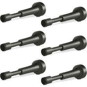 6PCS Spring Door Stoppers for Wall - 4.33 Inch Aluminum Door Stops, Matte Black Door Stoppers for Bottom of Door, Doorstops for Inside Door with Silicone Tip, Screw & Adhesive Installation (Gray)