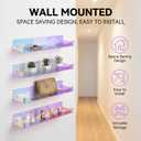 Hiceeden 4 Pack 15" Iridescent Acrylic Floating Shelves, Wall Mounted Floating Bookshelf Organizer for Room, Clear Nail Polish Sunglasses Display Shelf for Picture Ledge, Book, Funko Pop