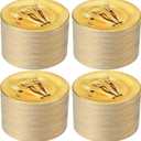 Tioncy 200 Pcs Gold Plastic Dessert Plates with Mini Forks Set for 100 Guests Includes 100 Pcs 7'' Disposable Cake Plates 100 Pcs 3.94'' Gold Plastic Forks for Wedding Birthday Party Dessert Table