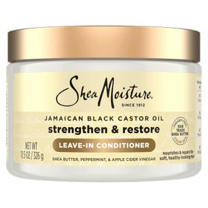 SheaMoisture Jamaican Black Castor Oil Leave In Conditioner 100% Pure Jamaican Black Castor Oil For Damaged Hair to Soften and Detangle Hair 11.5 oz