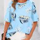 PRETTYGARDEN Summer Leopard Print Tops for Women Short Sleeve Crew Neck Floral T Shirts Casual Blouses (S)