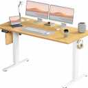 Yapamar Electric Standing Desk 55 Inch & Adjustable Height, 4 Memory Presets，Quiet Dual Motor for Office, Bedroom - Oak