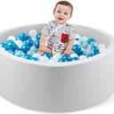 Foam Ball Pit for Toddlers, 35.4"x 11.8" Soft Round Ball Pit for Baby Children, Child Playpen Ball Pool, Easy to Clean or Install, Ideal Gift for Kids (Balls NOT Included) - Light Grey
