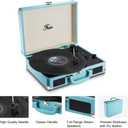 Vinyl Stereo Blue Record Player 3 Speed Portable Turntable Suitcase Built in 2 Speakers RCA Line Out AUX Headphone Jack PC Recorder