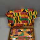 Haysandy 3 Pcs Women African Printed Maxi Skirt with Pockets Set Casual Stretch Head Wrap Scarf Drop Dangle Earrings (Classic Style,Large)