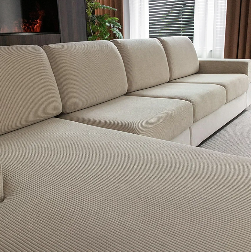 Sectional Couch Covers, Wear Resistant Stretch Sofa Covers Washable Soft Couch Cushion Covers Anti Slip Furniture Protector Sofa Slipcovers for Pets (1 Piece Loveseat Cover, Light Brown)