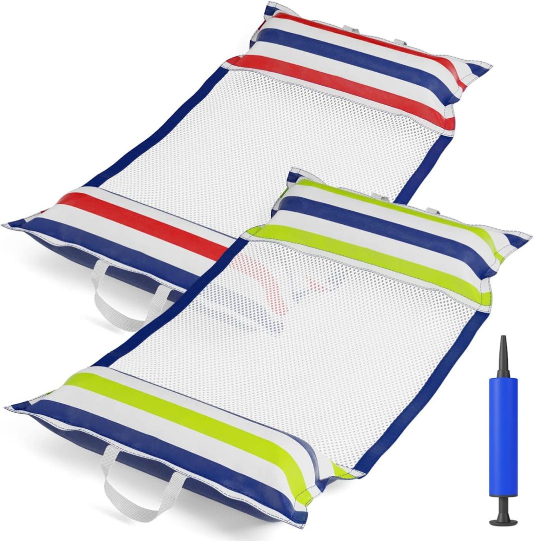 Jasonwell Inflatable Pool Hammock Float - 2 Pack Water Hammock Pool Floaties Multi-Purpose (Saddle Lounge Chair Drifter) 4 in 1 Lake Beach Floating Loungers Swimming Pool Floats Toys for Adults, 48 inches x 28"