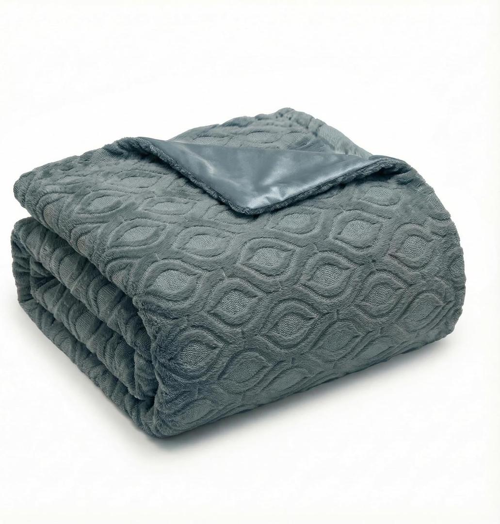 Horaldaily Solid Color Grey Faux Fur Throw Blanket 50x60 | All Season Using Ultra Soft Fuzzy Plush Cozy Non-shedding 3D Textured Blanket for Couch Sofa Bed, Ideal Gift for Kids Adults