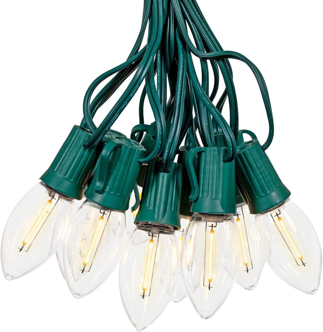 Novelty Lights 25FT C9 LED Transparent Plastic Christmas Lights (25 Bulbs) Novelty Lighting, C9 Christmas Lights Outdoor (Warm White) Novelty Lights 25FT C9 LED Transparent Plastic Christmas Lights (25 Bulbs) Novelty Lighting, C9 Christmas Lights Outdoor (Warm White)