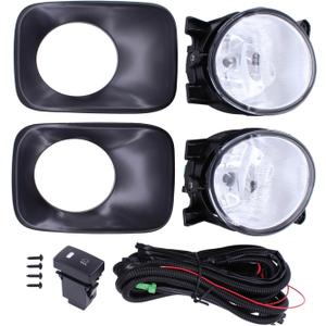 MOTOKU Pair Fog Light and Fog Lamp Bezel Cover Panel Trim Kit for Honda Pilot 2009-2011 Left Driver and Right Passenger Side with Switch Wire Harness