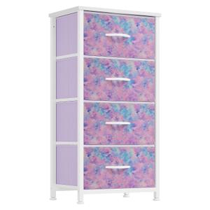 DWVO Dresser with 4 Drawers - Storage Tower Unit, Dresser for Bedroom, Living Room, Closets - Sturdy Steel Frame, Wooden Top & Easy Pull Fabric Bins, Purple