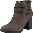 TOETOS Women's Chunky High Heel Ankle Boots Close Toe Fall Heeled Booties Shoes (5, Brown)