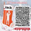 2 x 20 Inch Football Christmas Stocking-Sports Theme Hanging Stocking with Player Silhouette, Large Fireplace Decor for Family Holiday Party Supplies