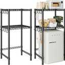 Homeiju 2-Tier Mini Fridge Stand, Adjustable Heavy Duty Storage Shelves, Metal Shelving Rack Mini Fridge and Microwave Storage Shelf for College Rooms Kitchen, Office, 52.8Hx17.7Dx22.8W
