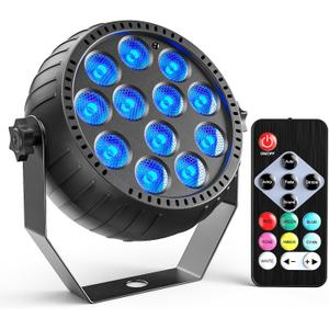 Rechargeable Portable Par Lights 1 Pack, Cordless 12 RGB Battery Powered Stage Light, Uplights Sound Activated Remote Control for Christmas Events,Par Lights for Club Party Stage Lighting