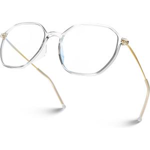 VISOONE Lightweight TR90 Blue Light Blocking Glasses Frame with Anti Glare Eye Protection for Women and Men RANE (Cystal)