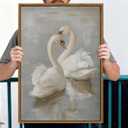 KISSFOX Framed Wall Art Vintage Wall Decor Swan Pictures Rustic Animal Canvas Art Retro Paintings Peaceful Aesthetic Artwork For Bedroom Living Room Kitchen, 24"L x 16"W