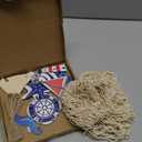 13pcs Nautical Fish Net Wall Decoration Nature Fishing Fishnet Wooden Decor Hangings Starfish Sailboat Lighthouse Life Ring Rudder Turtle Decorative Party Wedding (Deep Blue)