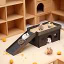 Large Bunny House with Stair, Wooden Bunny Castle Rabbit Hideout, Chinchilla and Guinea Pigs Hut Hideouts, Sturdy Rabbit Cage Hamster Hideout Bed HutchExcluding String Lights