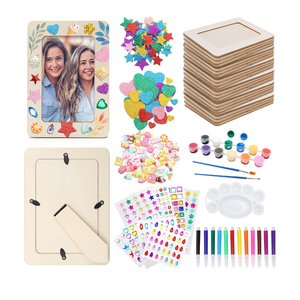 ZOCONE 5 Pcs Wooden Picture Frames for Craft, 7.5"x5.5" Picture Frame Painting Craft Kit, DIY Wood Frame with Stickers, Resin Accessories, Painting Tools, Mothers Day Crafts for Kids to Make