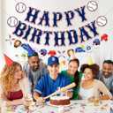 2 x Baseball Happy Birthday Banner - Baseball Sports Themed Happy Birthday Decorations Sign Baseball Party Banner Decorations Party Decor Supplies for Boys Girls (Blue)